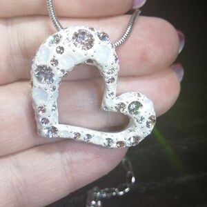 Swarovski Sparkling Crystals Heart Pendant Necklace 17" Long in a Gift Box